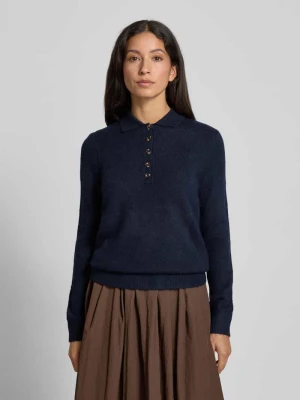 Sweter z dzianiny z kołnierzykiem polo i listwą guzikową Christian Berg Woman