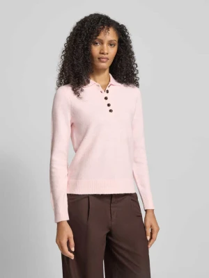 Sweter z dzianiny z kołnierzykiem polo i listwą guzikową Christian Berg Woman