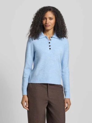 Sweter z dzianiny z kołnierzykiem polo i listwą guzikową Christian Berg Woman
