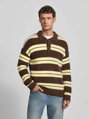 Sweter z dzianiny z kołnierzykiem polo i listwą guzikową JAKE*S STUDIO MEN
