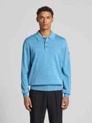 Sweter z dzianiny z kołnierzykiem polo i listwą guzikową maerz muenchen
