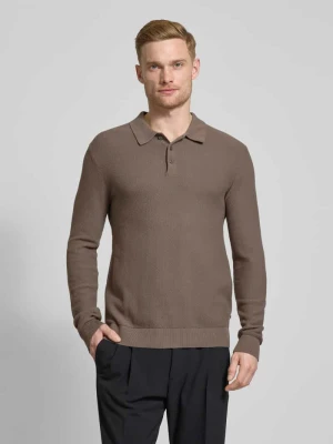 Sweter z dzianiny z kołnierzykiem polo model ‘ANDRI’ Jack & Jones Premium