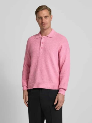Sweter z dzianiny z kołnierzykiem polo model ‘Bekket’ drykorn