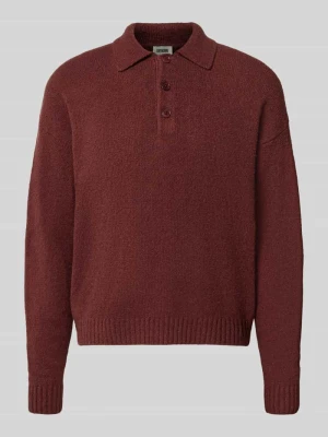 Sweter z dzianiny z kołnierzykiem polo model 'BEKKET' Drykorn Bordowy