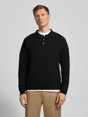 Sweter z dzianiny z kołnierzykiem polo model ‘BLABRADFORT’ Jack & Jones Premium