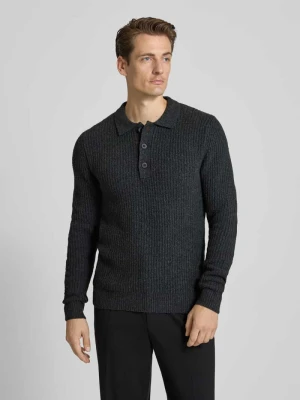 Sweter z dzianiny z kołnierzykiem polo model ‘GAHN’ casual friday