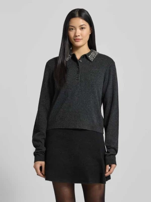 Sweter z dzianiny z kołnierzykiem polo model ‘manzi’ Gestuz