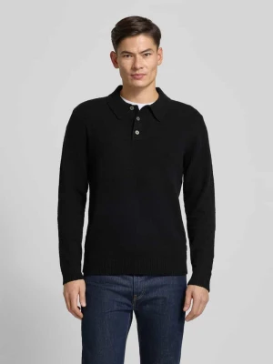 Sweter z dzianiny z kołnierzykiem polo model ‘MAVERICK’ Jack & Jones Premium