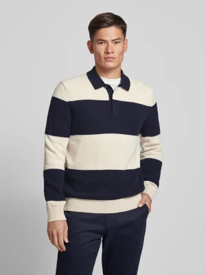 Sweter z dzianiny z kołnierzykiem polo model ‘Rugby’ OLYMP Level Five