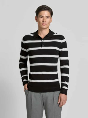 Sweter z dzianiny z kołnierzykiem polo model 'VERO' MCNEAL Czarny
