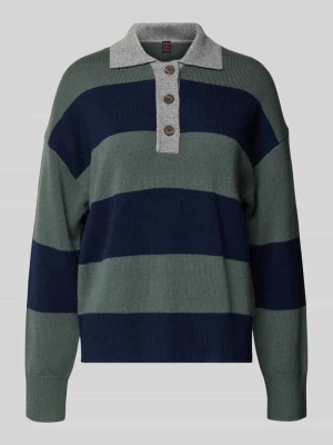 Sweter z dzianiny z kołnierzykiem polo z mieszanki wełny lana i kaszmiru Stefanel