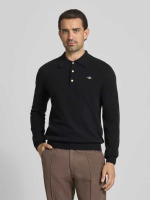 Sweter z dzianiny z kołnierzykiem typu kent Gant