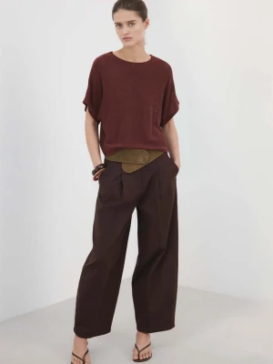 Sweter z dzianiny z krótkim rękawem intensywny pomarańczowy - Kobieta - - MANGO