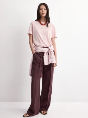 Sweter z dzianiny z krótkim rękawem pastelowy róż - Kobieta - - MANGO