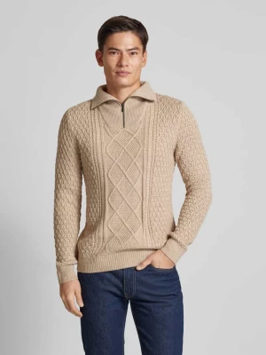 Sweter z dzianiny z krótkim zamkiem błyskawicznym model ‘BLUNORTH’ Jack & Jones Premium