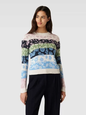 Sweter z dzianiny z kwiatowym wzorem na całej powierzchni model ‘FLERES’ Weekend Max Mara