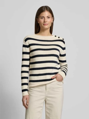 Sweter z dzianiny z listwą guzikową model ‘VIBO’ Weekend Max Mara Złamany biały