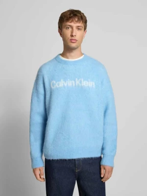 Sweter z dzianiny z logo i okrągłym dekoltem Calvin Klein Jeans