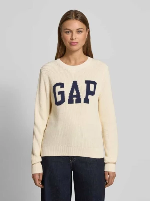 Sweter z dzianiny z logo i okrągłym dekoltem GAP