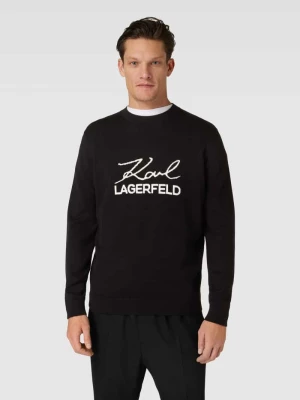 Sweter z dzianiny z logo i okrągłym dekoltem Karl Lagerfeld