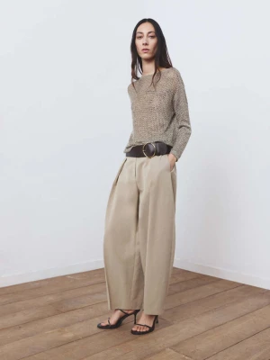 Sweter z dzianiny z lureksową nitką khaki - Kobieta - - MANGO