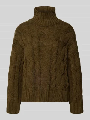 sweter z dzianiny z mieszanka bawełny w kroju regular fit Gina Tricot Oliwkowy