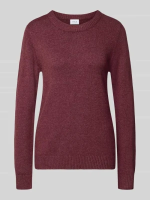 Sweter z dzianiny z mieszanka wiskozy Vila Bordowy