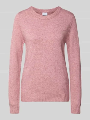 Sweter z dzianiny z mieszanka wiskozy Vila Różowawy
