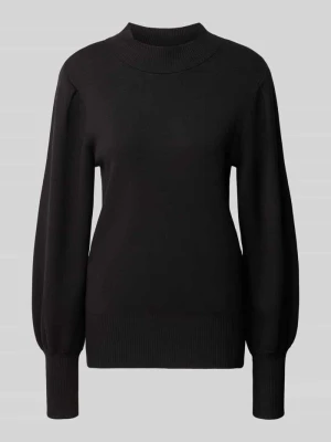 Sweter z dzianiny z mieszanka wiskozy z bufiaste rękawy Model 'YASFONNY' Czarny
