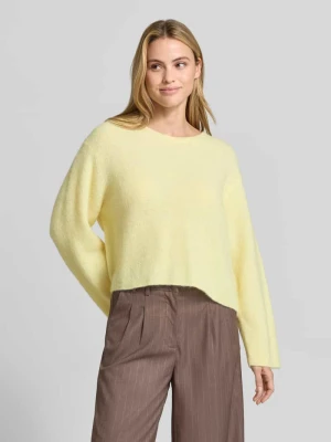 Sweter z dzianiny z mieszanki alpaki i lnu Model 'VITOW' American Vintage Jasnożółty