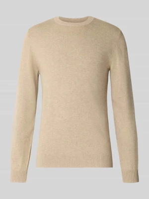 Sweter z dzianiny z mieszanki bawełny i kaszmiru z okrągłym dekoltem MCNEAL Ziemisty brązowy melanż