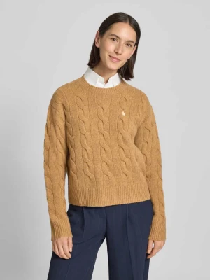 Sweter z dzianiny z mieszanki bawełny i kaszmiru ze ściegiem warkoczowym Polo Ralph Lauren