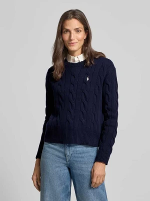 Sweter z dzianiny z mieszanki bawełny i kaszmiru ze ściegiem warkoczowym Polo Ralph Lauren