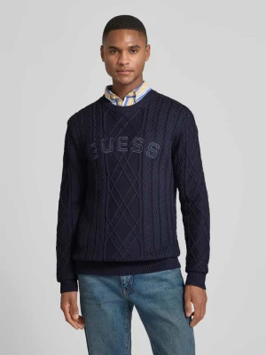 Sweter z dzianiny z mieszanki bawełny i modalu Guess