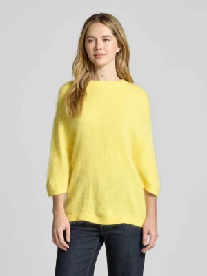 Sweter z dzianiny z mieszanki kaszmiru i bawełny z rękawem o dł. 3/4 HERZENS