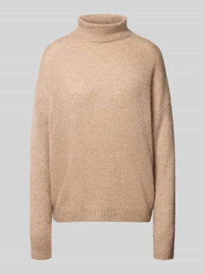 Sweter z dzianiny z mieszanki kaszmiru ze stójką HEMISPHERE Jasnobrązowy