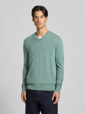 Sweter z dzianiny z mieszanki wełny i kaszmiru z dekoltem w serek Christian Berg Men