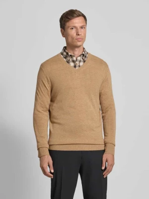 Sweter z dzianiny z mieszanki wełny i kaszmiru z dekoltem w serek Christian Berg Men