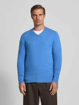 Sweter z dzianiny z mieszanki wełny i kaszmiru z dekoltem w serek Christian Berg Men