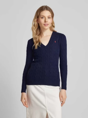 Sweter z dzianiny z mieszanki wełny i kaszmiru ze ściegiem warkoczowym Polo Ralph Lauren