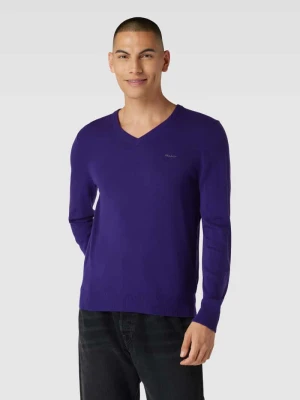 Sweter z dzianiny z mieszanki wełny jagnięcej z dekoltem w serek Gant