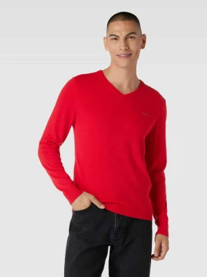 Sweter z dzianiny z mieszanki wełny jagnięcej z dekoltem w serek Gant