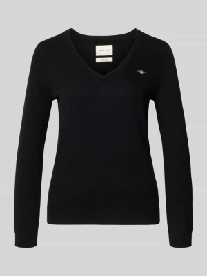Sweter z dzianiny z mieszanki wełny jagnięcej z dekoltem w serek Gant