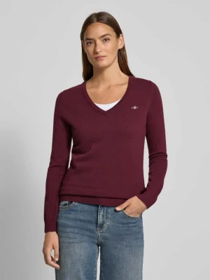 Sweter z dzianiny z mieszanki wełny jagnięcej z dekoltem w serek Gant