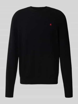 Sweter z dzianiny z mieszanki wełny lana z okrągłym dekoltem Replay