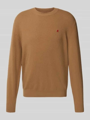 Sweter z dzianiny z mieszanki wełny lana z okrągłym dekoltem Replay