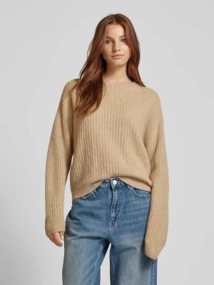 Sweter z dzianiny z mieszanki wełny z alpaki model ‘DOANIE’ Drykorn Beżowy