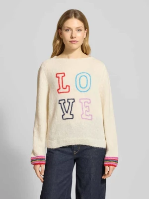 Sweter z dzianiny z mieszanki wełny z alpaki z haftem LANIUS