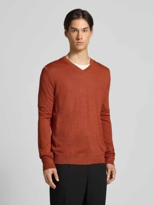 Sweter z dzianiny z mieszanki wełny merino z dekoltem w serek Christian Berg Men