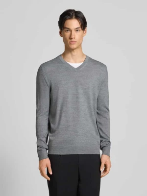 Sweter z dzianiny z mieszanki wełny z dekoltem w serek Christian Berg Men